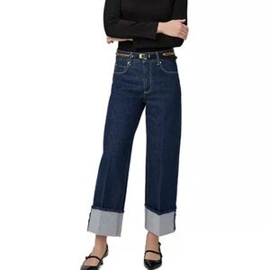 Sasha high-waisted cuffed ankle jeans by Paige